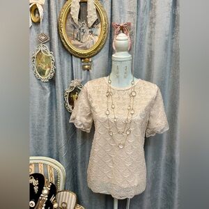 Sold - NWT Adrianna Papell Cream Beaded Blouse Size M with Jewelry